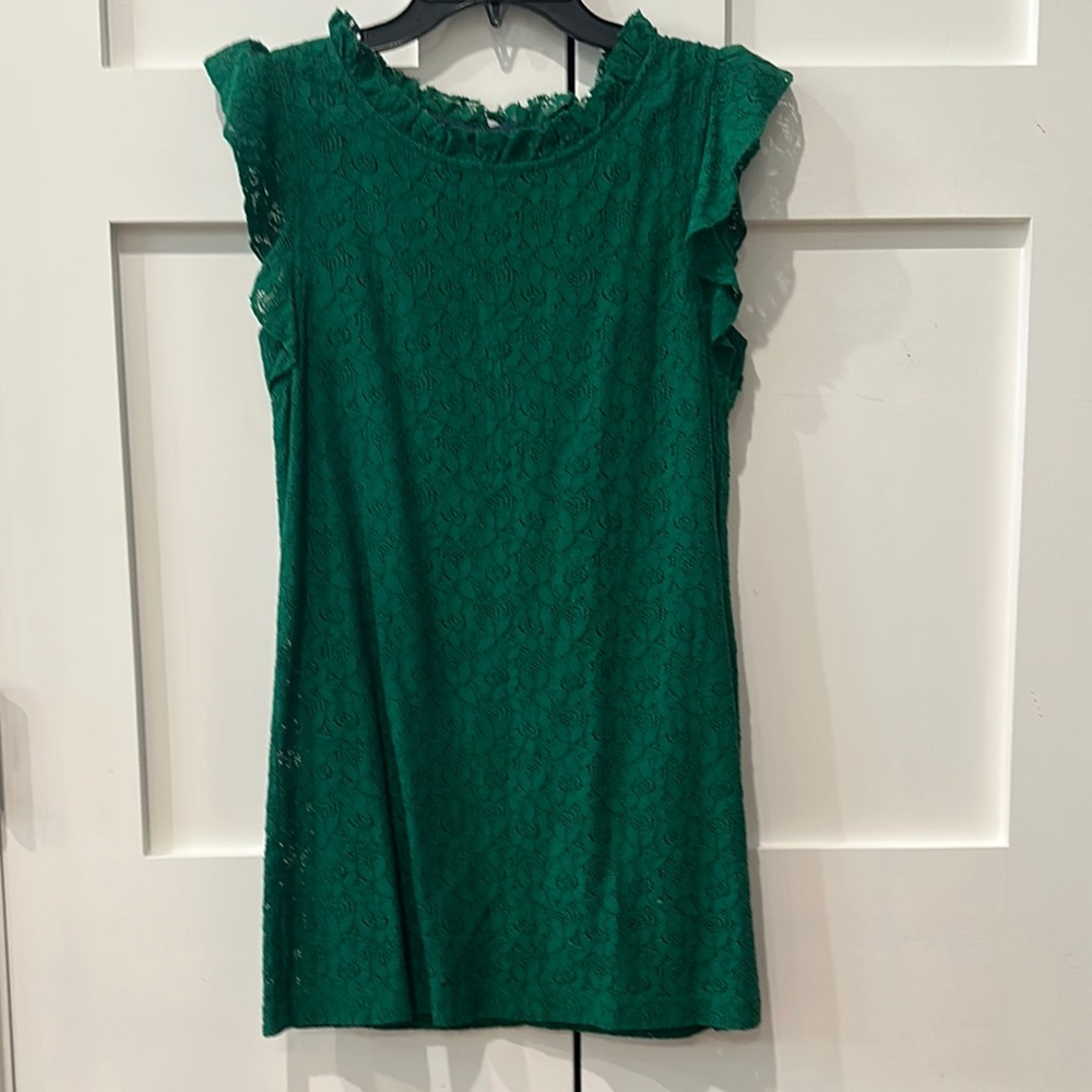 Peek Teal Lace Dress with Ruffle Detail